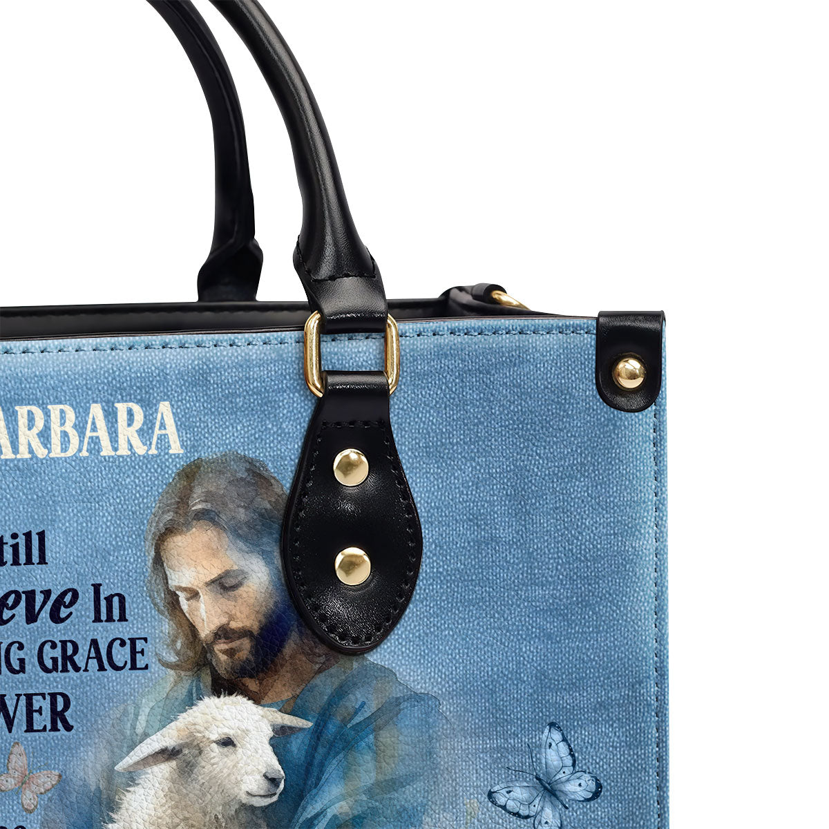 Jesuspirit | Personalized Leather Handbag With Zipper | Jesus I Still Believe In Amazing Grace LHBM742