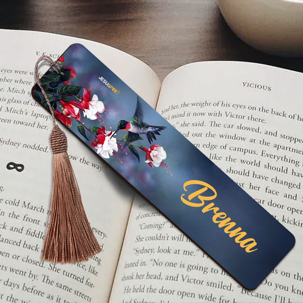 Jesuspirit | Flower And Humming Bird | I Will Bless The God | Psalm 34:1 | Beautiful Personalized Wooden Bookmarks MH37