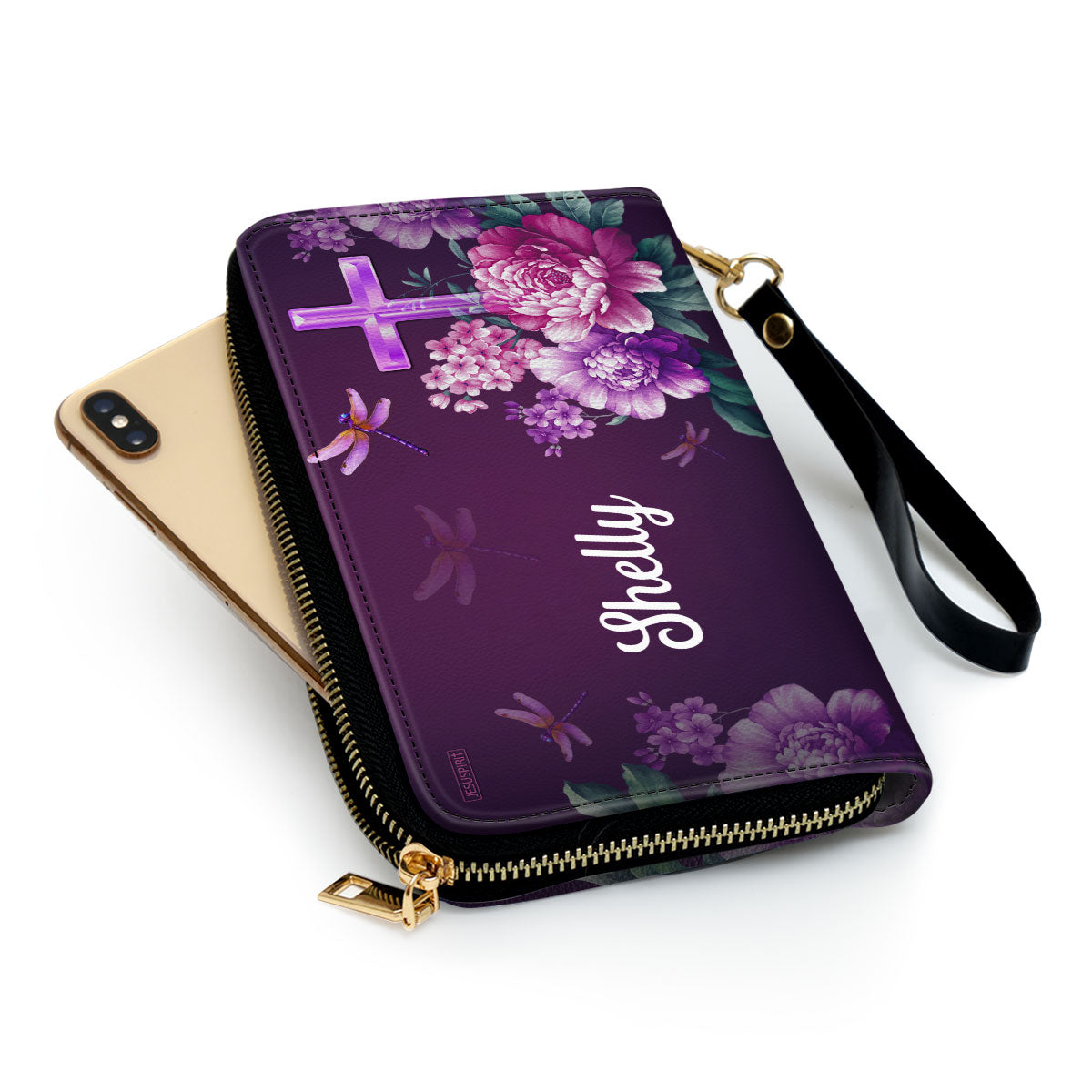Jesuspirit | Gift For Religious Woman | I Will Bless The Lord At All Times | Psalm 34:1 | Personalized Flower Leather Clutch Purse CPH24H