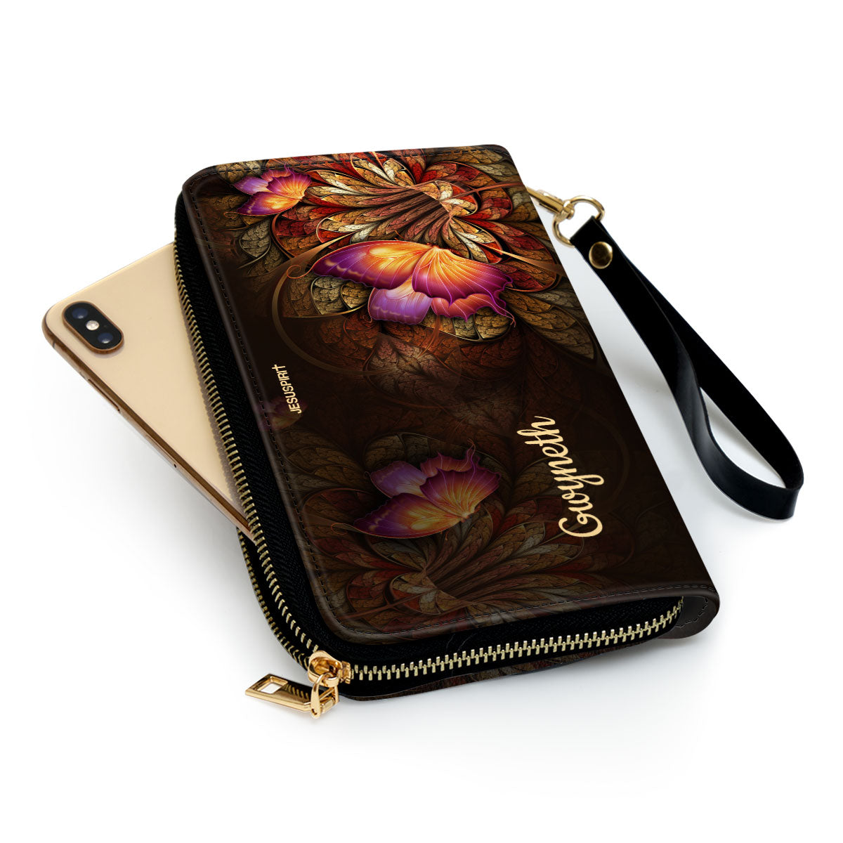 Jesuspirit | Personalized Leather Clutch Purse | Psalm 34:1 | I Will Bless The Lord At All Times | Worship Gift For People At Church CPH605