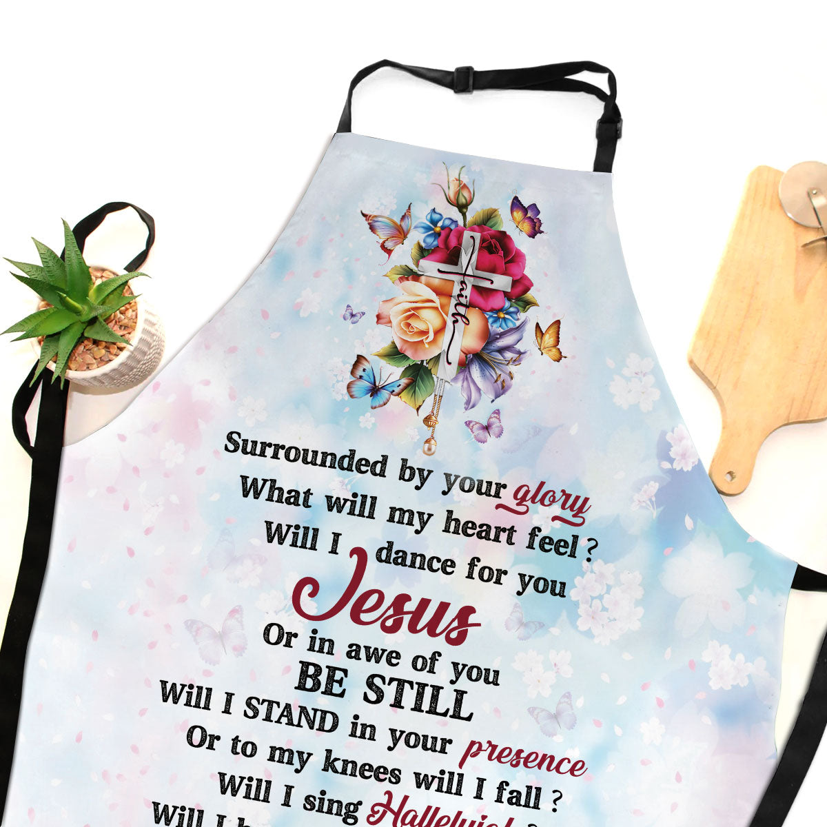 Jesuspirit Apron With Neck Strap | I Can Only Imagine | Rose And Cross | Useful Gift For Christians A17