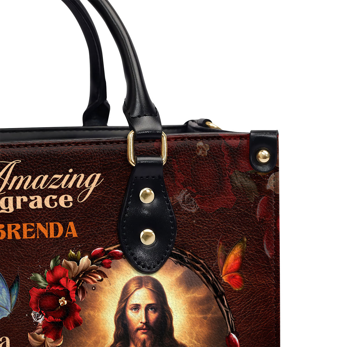 Jesuspirit | Personalized Leather Handbag With Zipper | Jesus Amazing Grace LHBM740