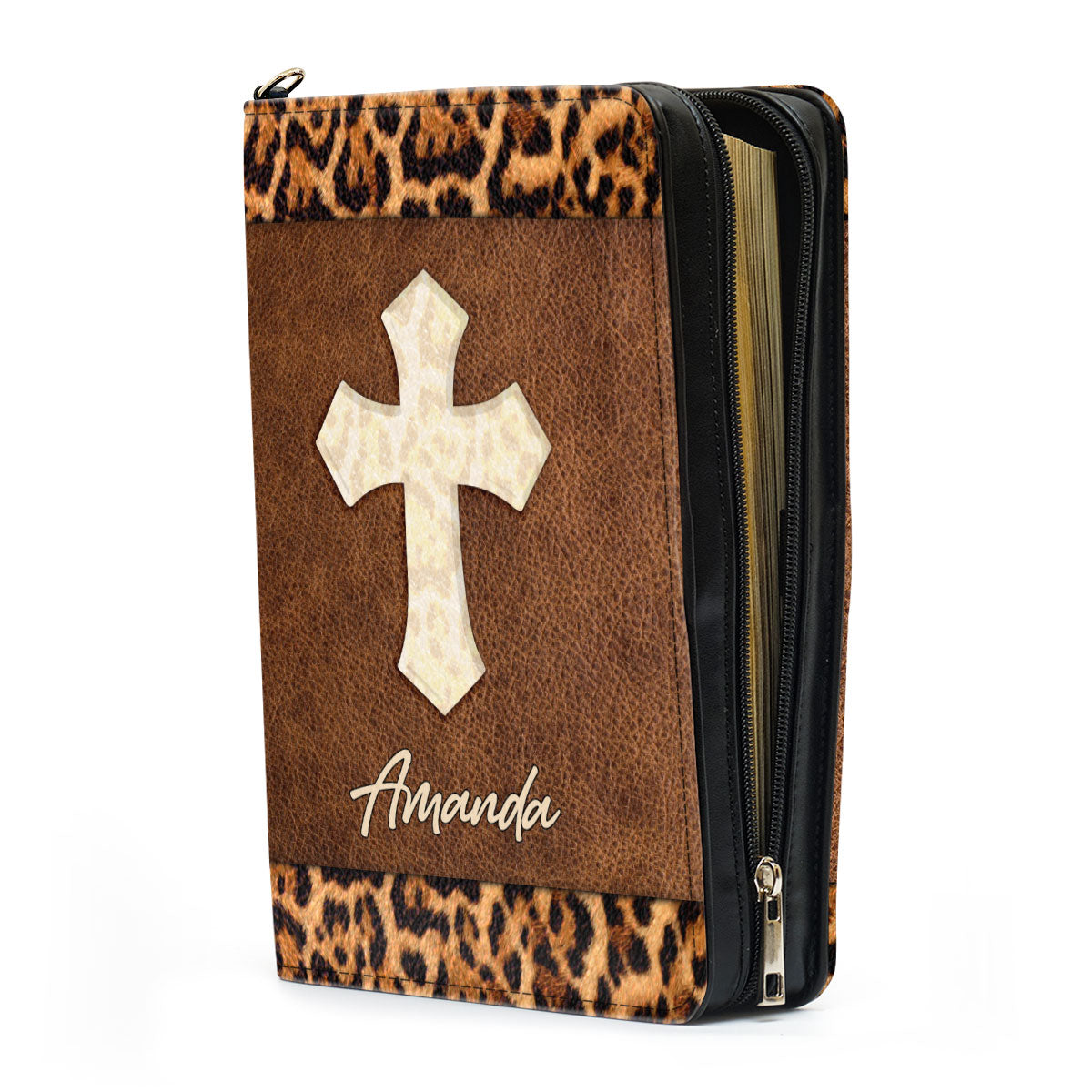 Jesuspirit | Be Still And Know That I Am God | Psalm 46:10 | Personalized Cross Bible Cover With Handle | Zippered Bible Carrying Case HN151