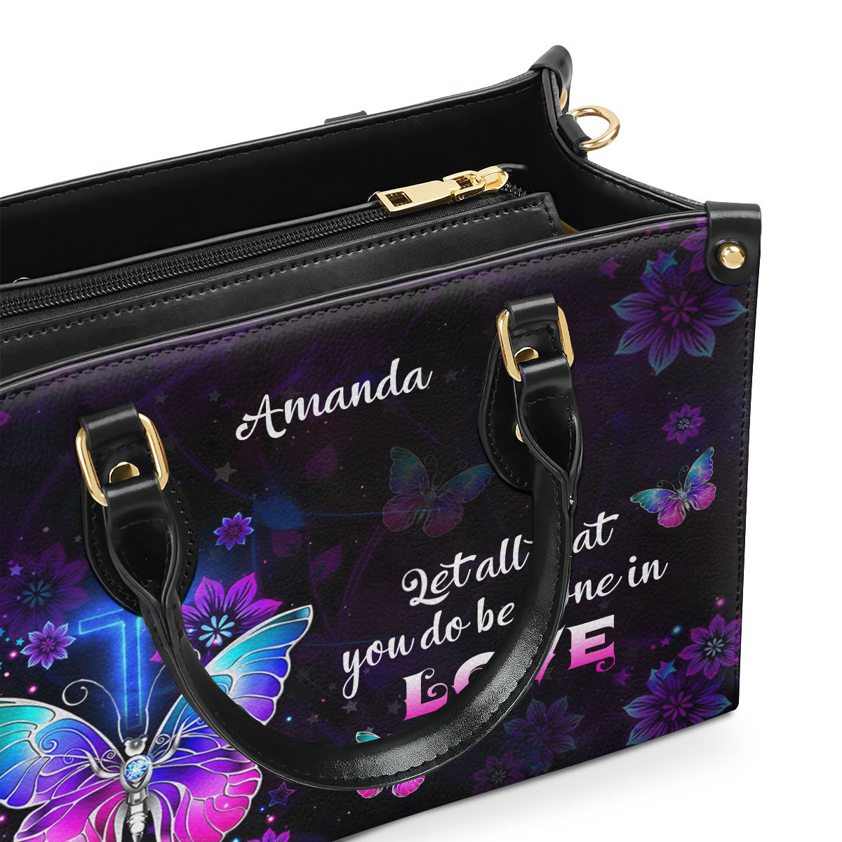Jesuspirit | 1 Corinthians 16:14 | Personalized Leather Handbag With Handle | Let All You Do Be Done In Love LHBH707
