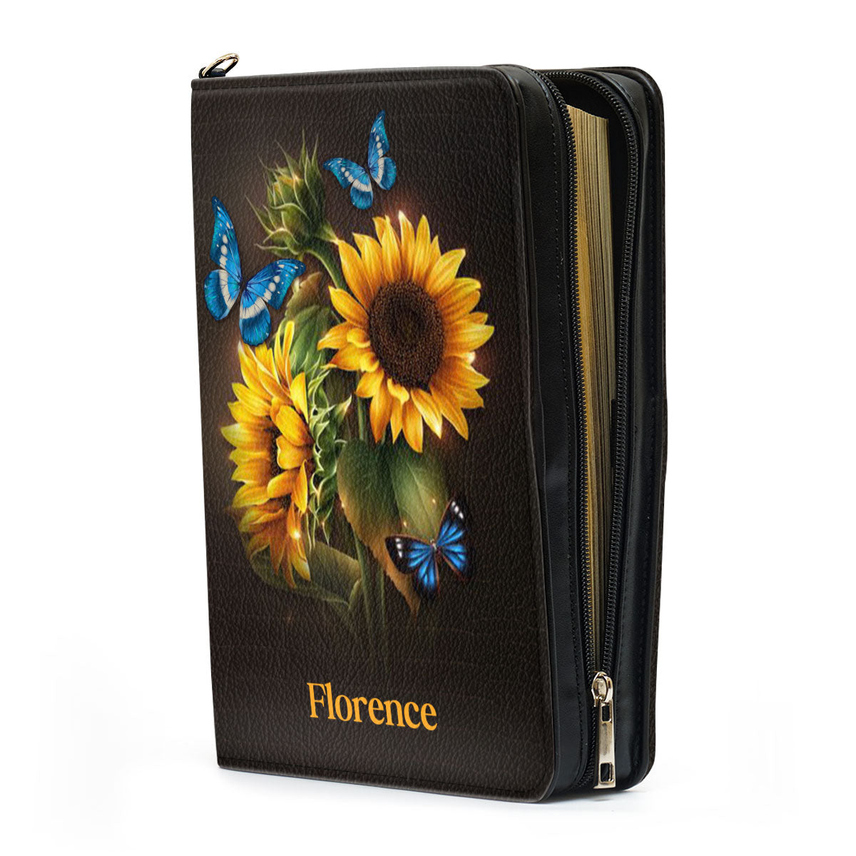 Jesuspirit Sunflower Bible Cover | Personalized Leather Bible Case With Handle | Ideal Gift For Church Ladies NUH437