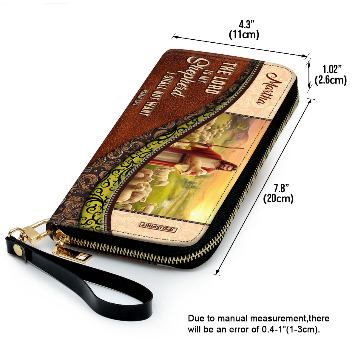 Beautiful Personalized Lamb Clutch Purse - The Lord Is My Shepherd, I Shall Not Want NUM301