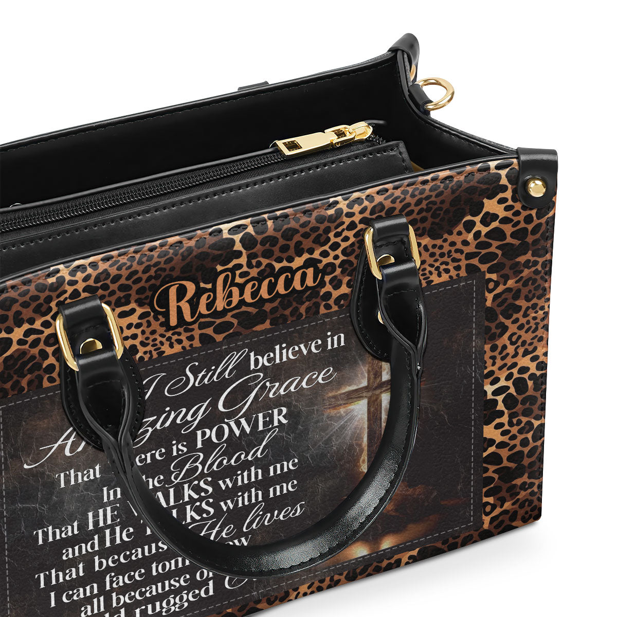 Jesuspirit | Personalized Leather Handbag With Zipper | I Still Believe In Amazing Grace LHBM744