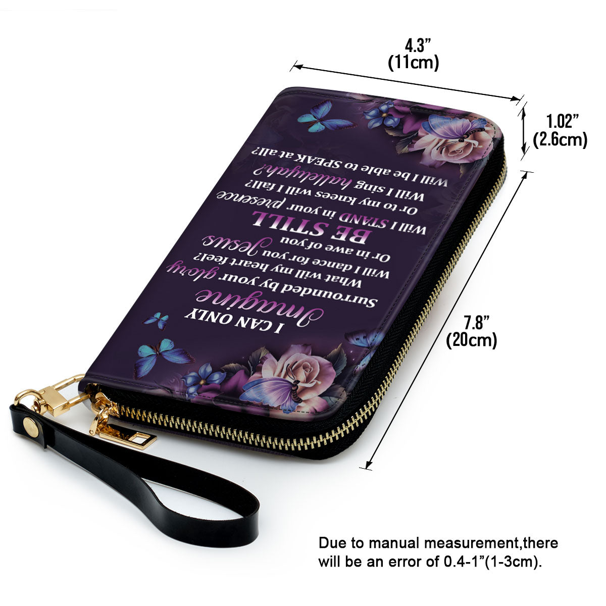 Jesuspirit | Meaningful Gifts For Christian Women | Personalized Purple Zippered Leather Clutch Purse | I Can Only Imagine HH175H