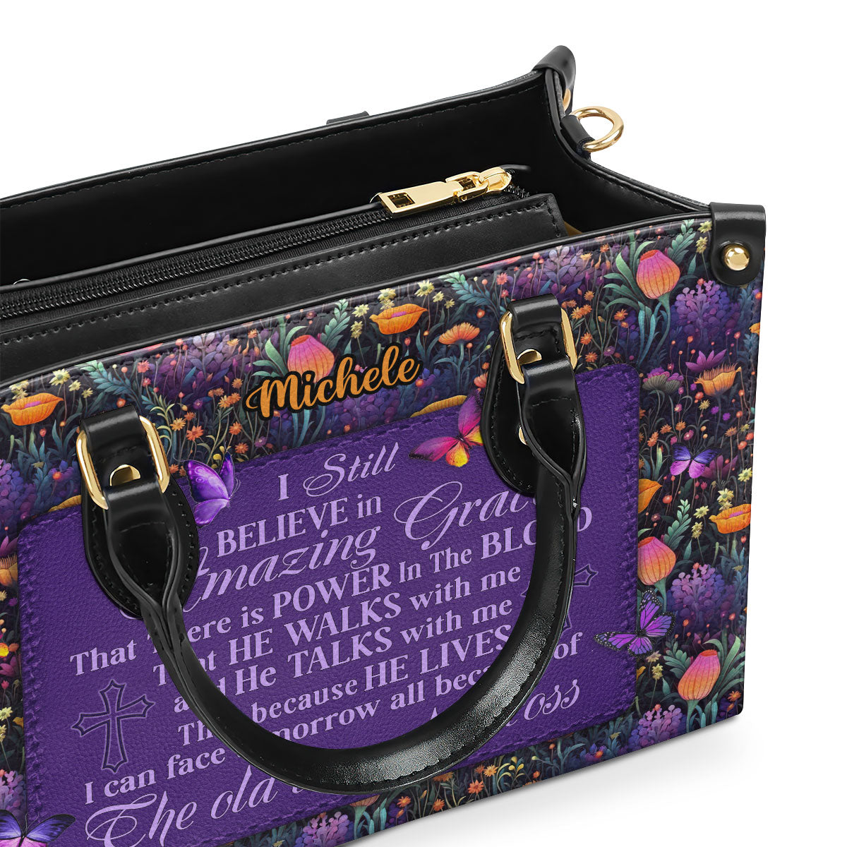 Jesuspirit | Personalized Leather Handbag With Zipper | I Still Believe In Amazing Grace LHBM743