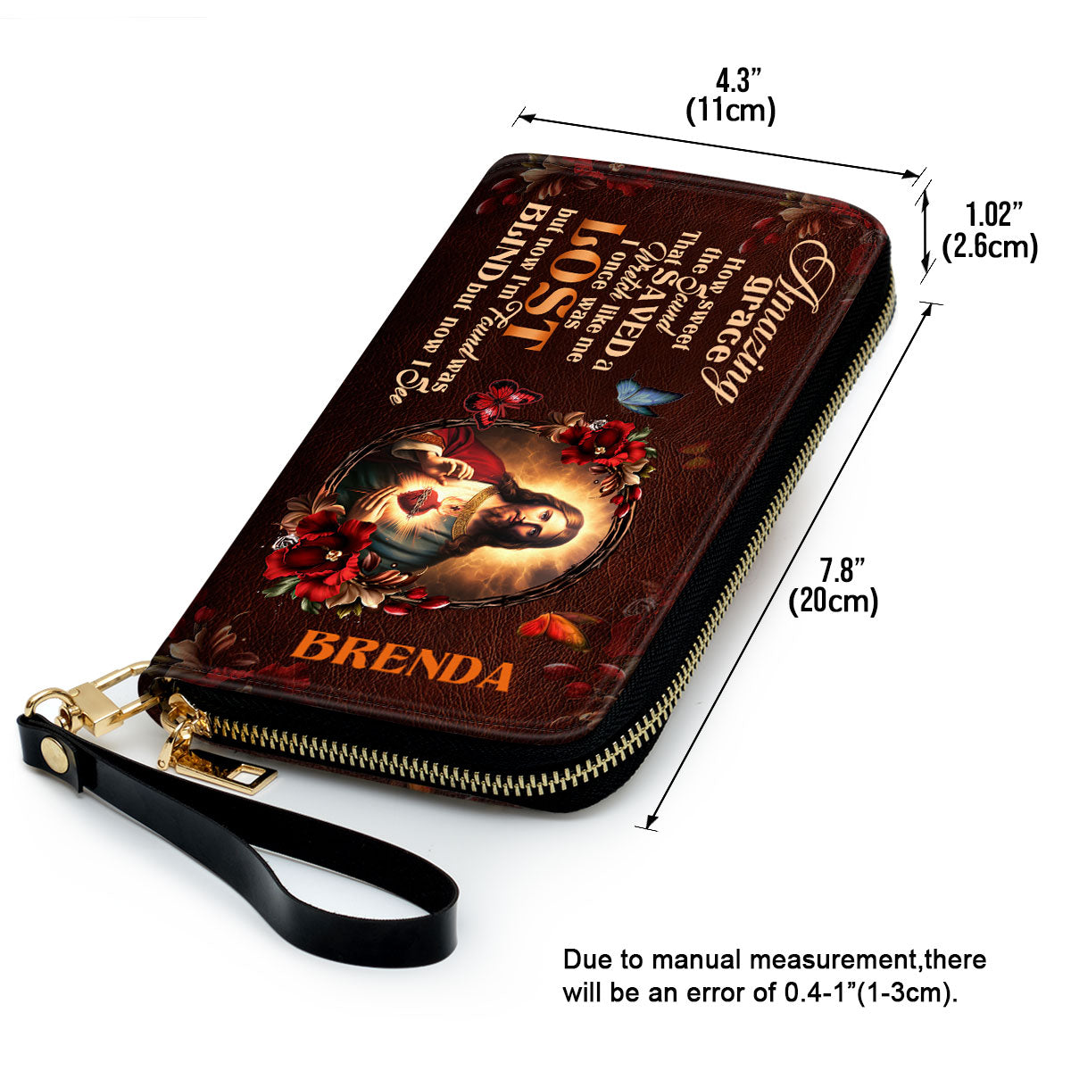 Jesuspirit | Butterfly And Flowers | Beautiful Personalized Leather Clutch Purse For Women |  Amazing Grace CPM740