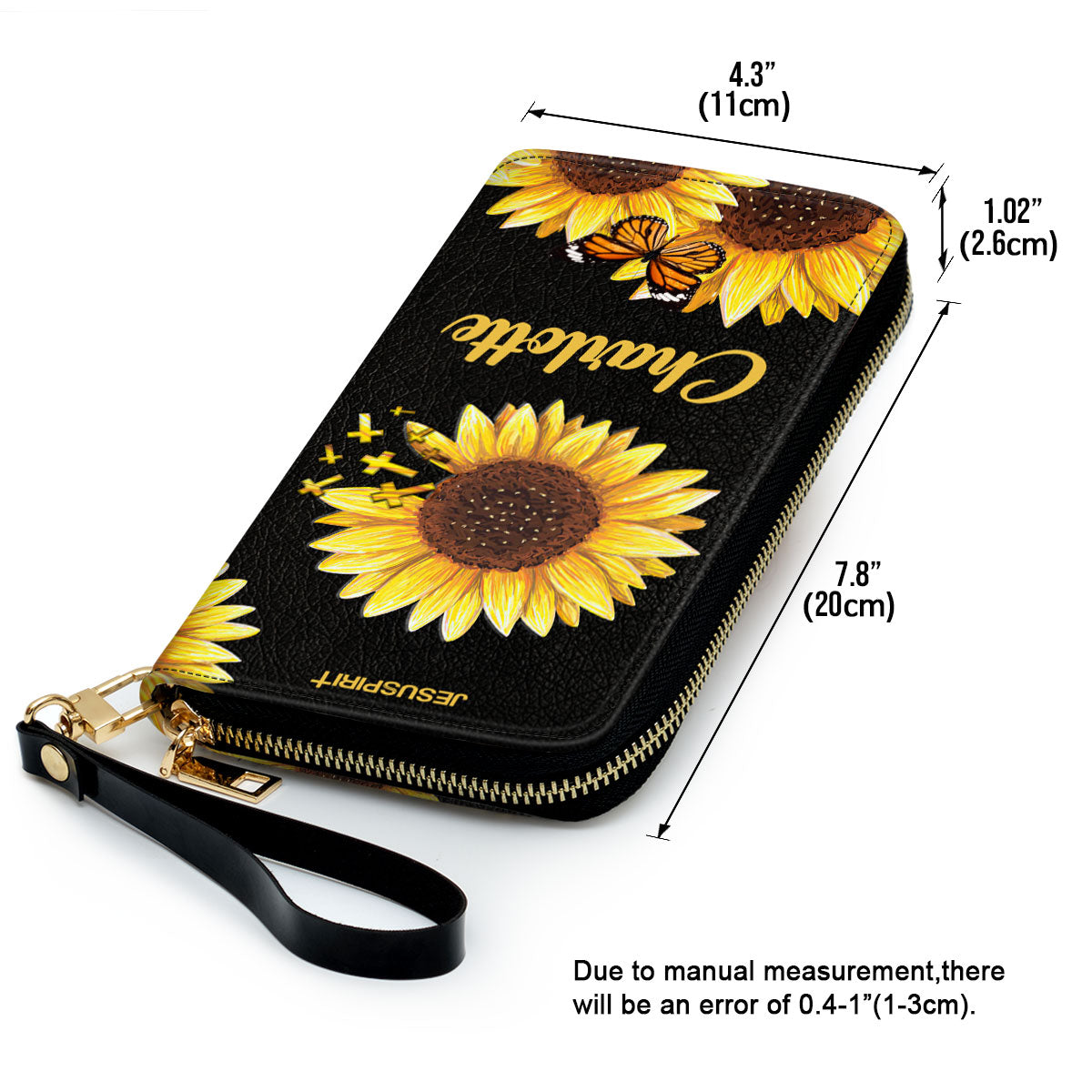 Jesuspirit | Personalized Sunflower Leather Clutch Purse | Christian Gifts For Religious Women | I Can Only Imagine CPHN153B