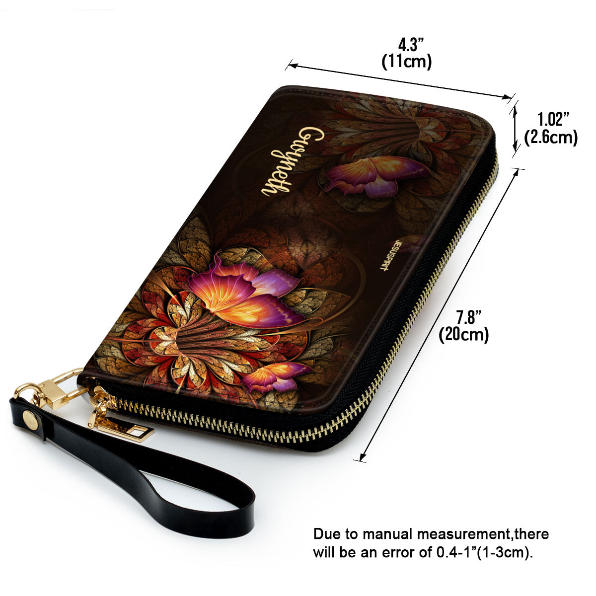Jesuspirit | Personalized Leather Clutch Purse | Psalm 34:1 | I Will Bless The Lord At All Times | Worship Gift For People At Church CPH605
