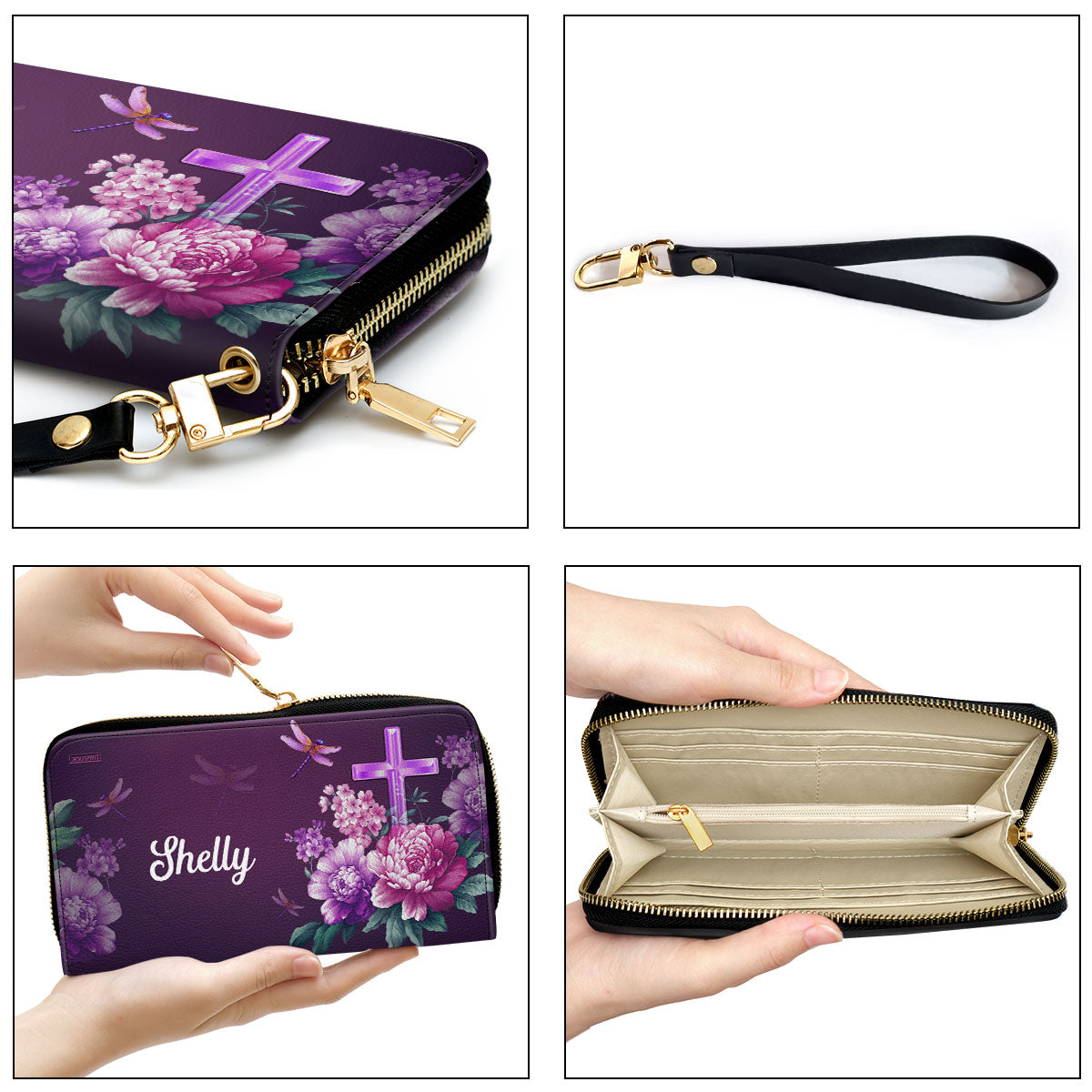 Jesuspirit | Gift For Religious Woman | I Will Bless The Lord At All Times | Psalm 34:1 | Personalized Flower Leather Clutch Purse CPH24H