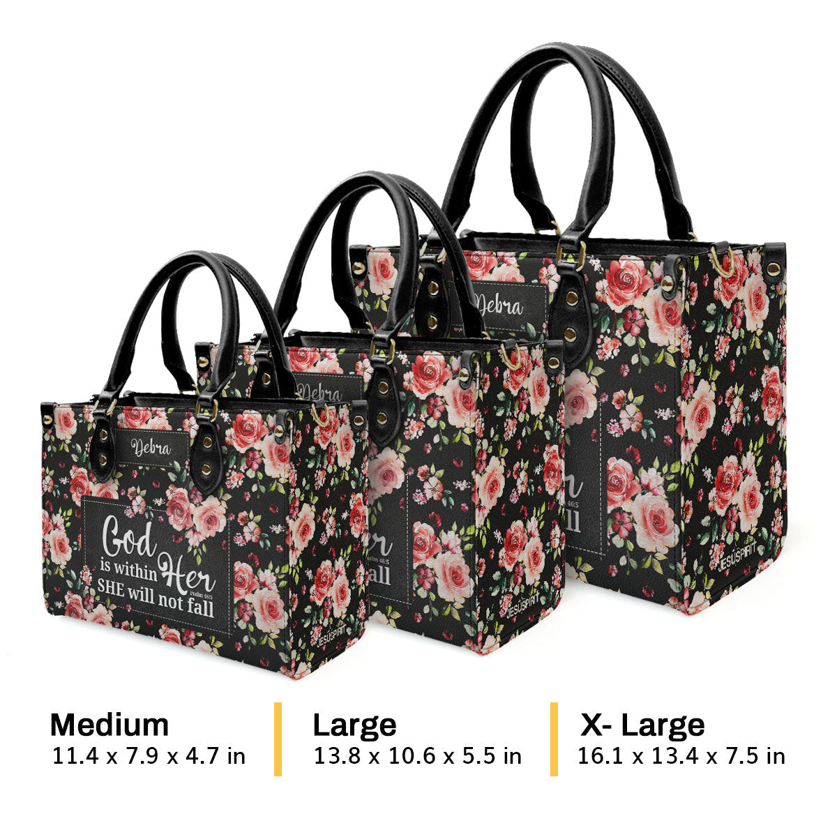 Jesuspirit | Spiritual Gift For Christian Ladies | Psalm 46:5 | God Is Within Her, She Will Not Fall | Personalized Leather Handbag With Handle LHBHN807