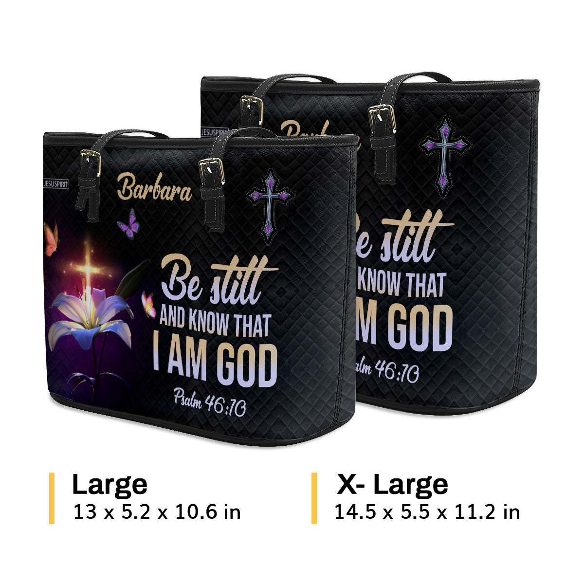 Awesome Personalized Large Leather Tote Bag - Be Still And Know That I Am God NUM501