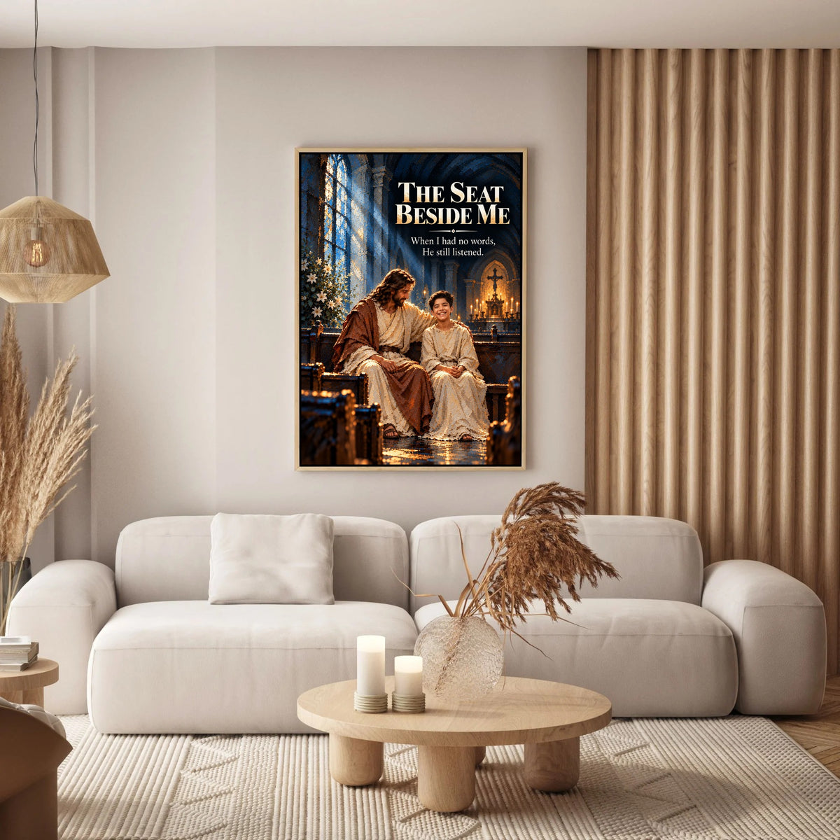 The Seat Beside Me™ – Personalized Jesus Portrait Canvas, Custom Christian Gift From Your Photo