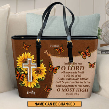 I Will Be Glad And Rejoice In You - Special Personalized Large Leather Tote Bag NUH297