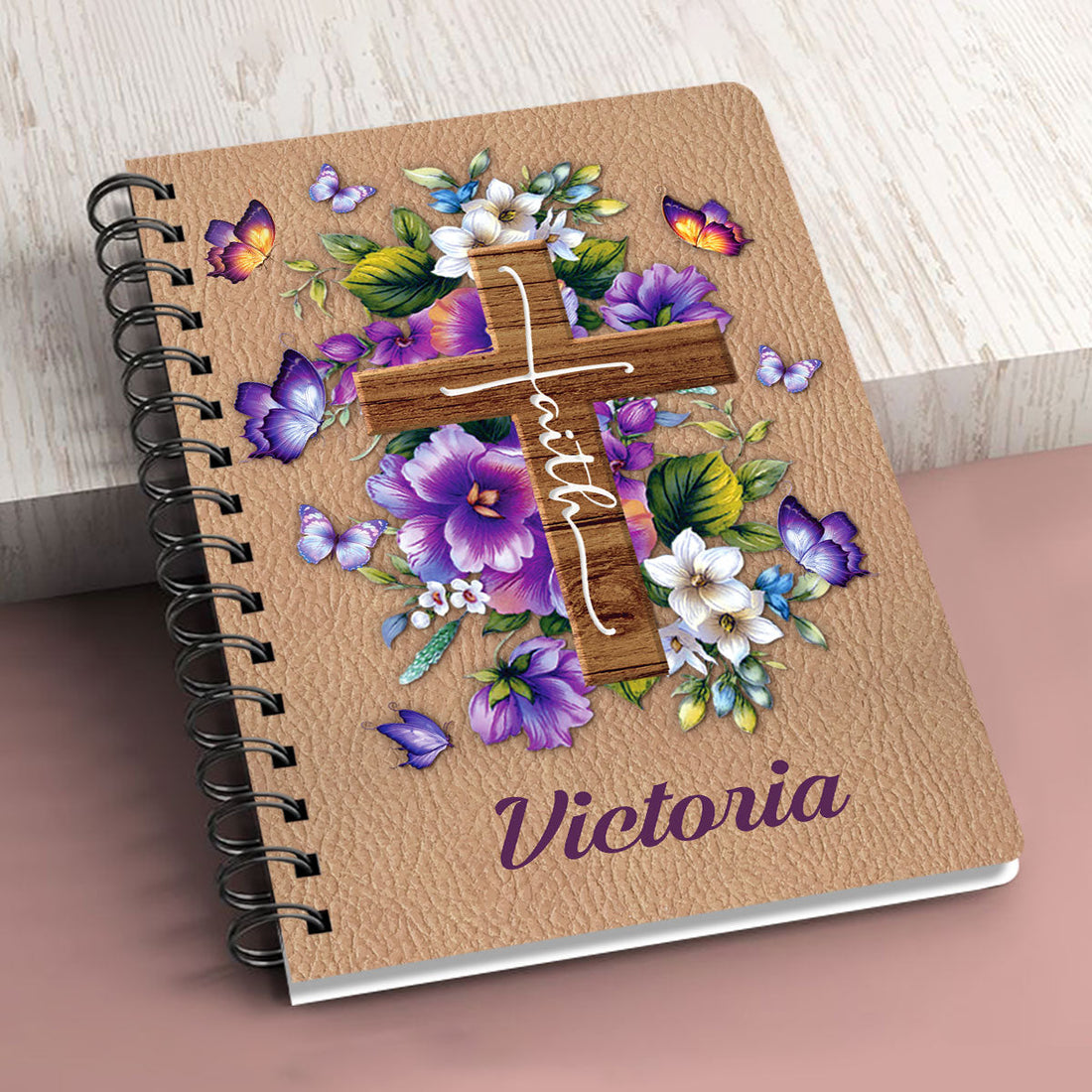 I Still Believe In Amazing Grace - Lovely Personalized Floral Cross Spiral Journal NUH269