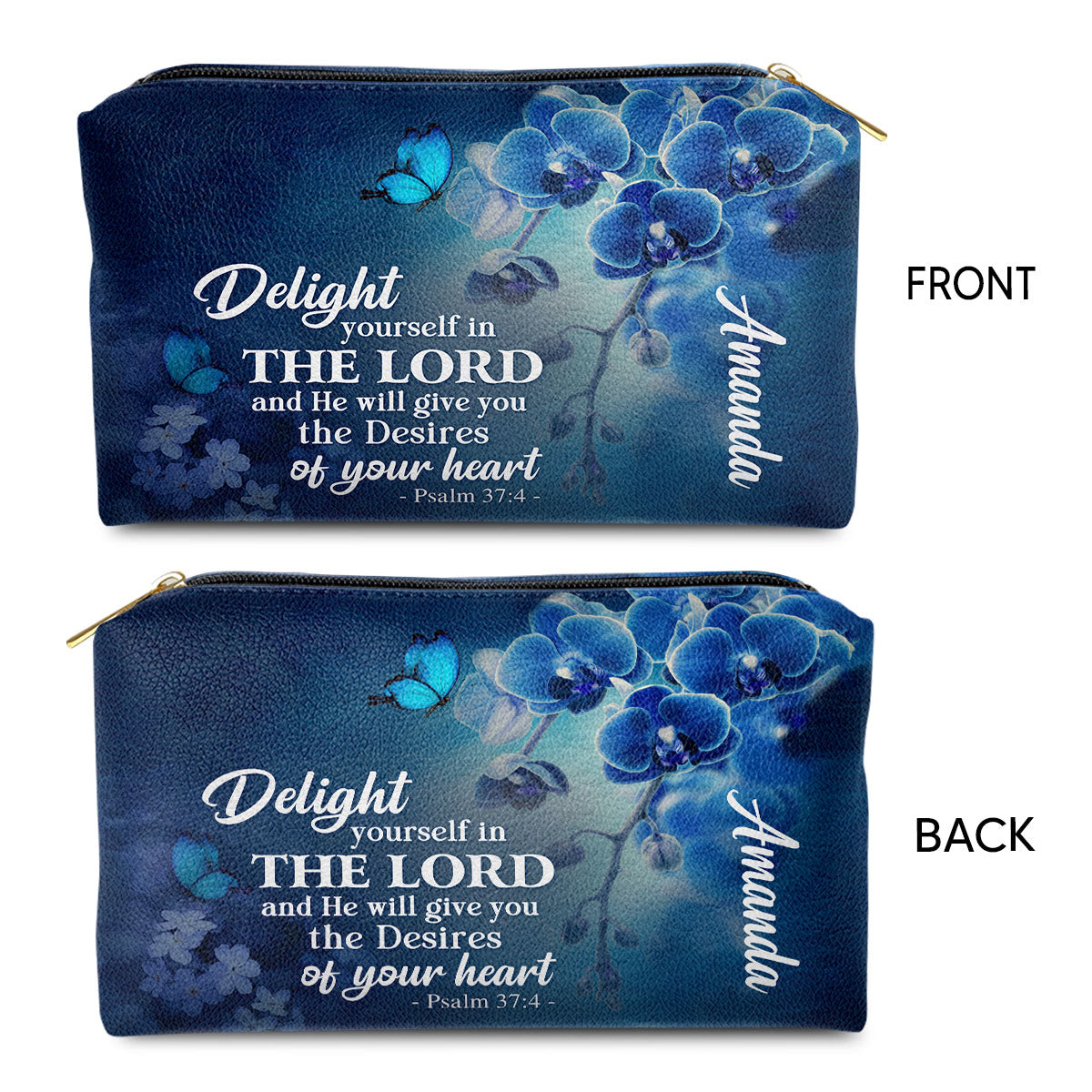 Jesuspirit | Delight Yourself In The Lord | Psalm 37:4 | Religious Gift For Christian Family | Personalized Leather Pouch With Zipper H47