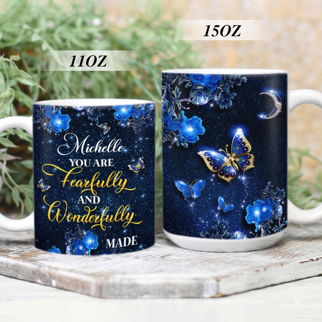 Elegant Personalized Butterfly White Ceramic Mug - You Are Wonderfully Made NUA167