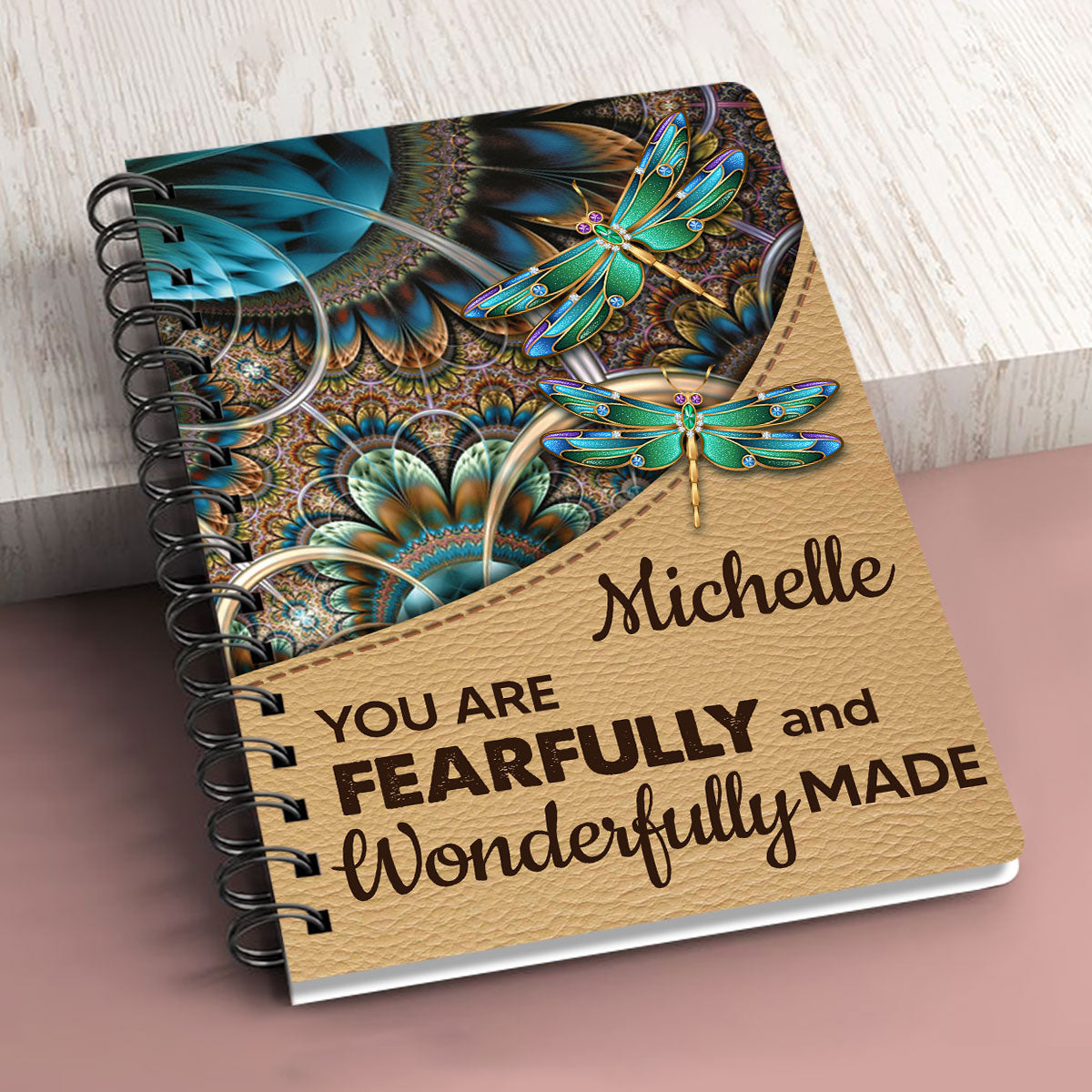 Personalized Dragonfly Spiral Journal - You Are Fearfully And Wonderfully Made NUH271