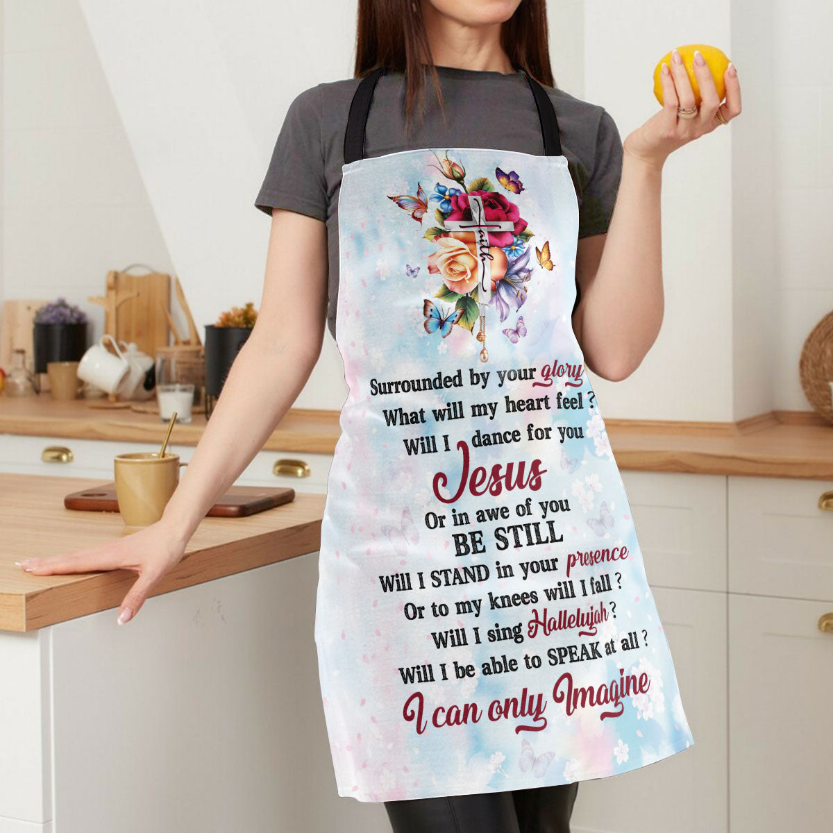 Jesuspirit Apron With Neck Strap | I Can Only Imagine | Rose And Cross | Useful Gift For Christians A17