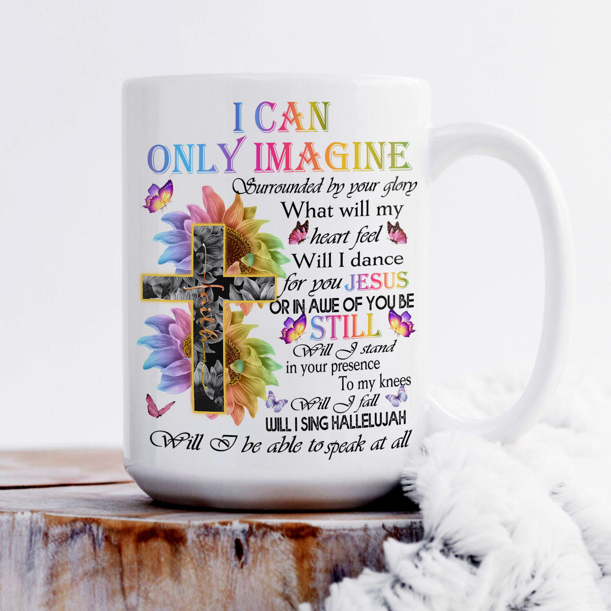 I Can Only Imagine - Beautiful Floral Cross Ceramic Mug N16