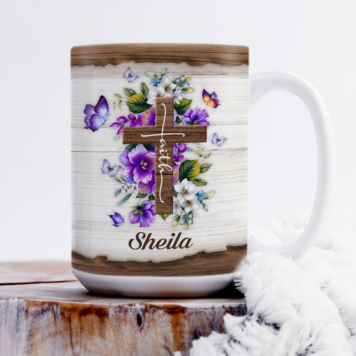 Lovely Personalized Flower White Ceramic Mug - I Still Believe In Amazing Grace NUHN145C