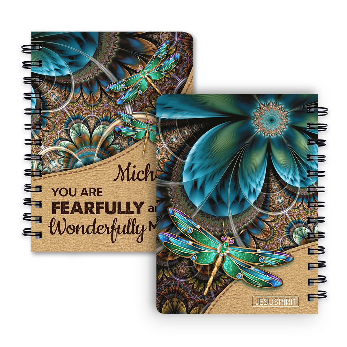 Personalized Dragonfly Spiral Journal - You Are Fearfully And Wonderfully Made NUH271