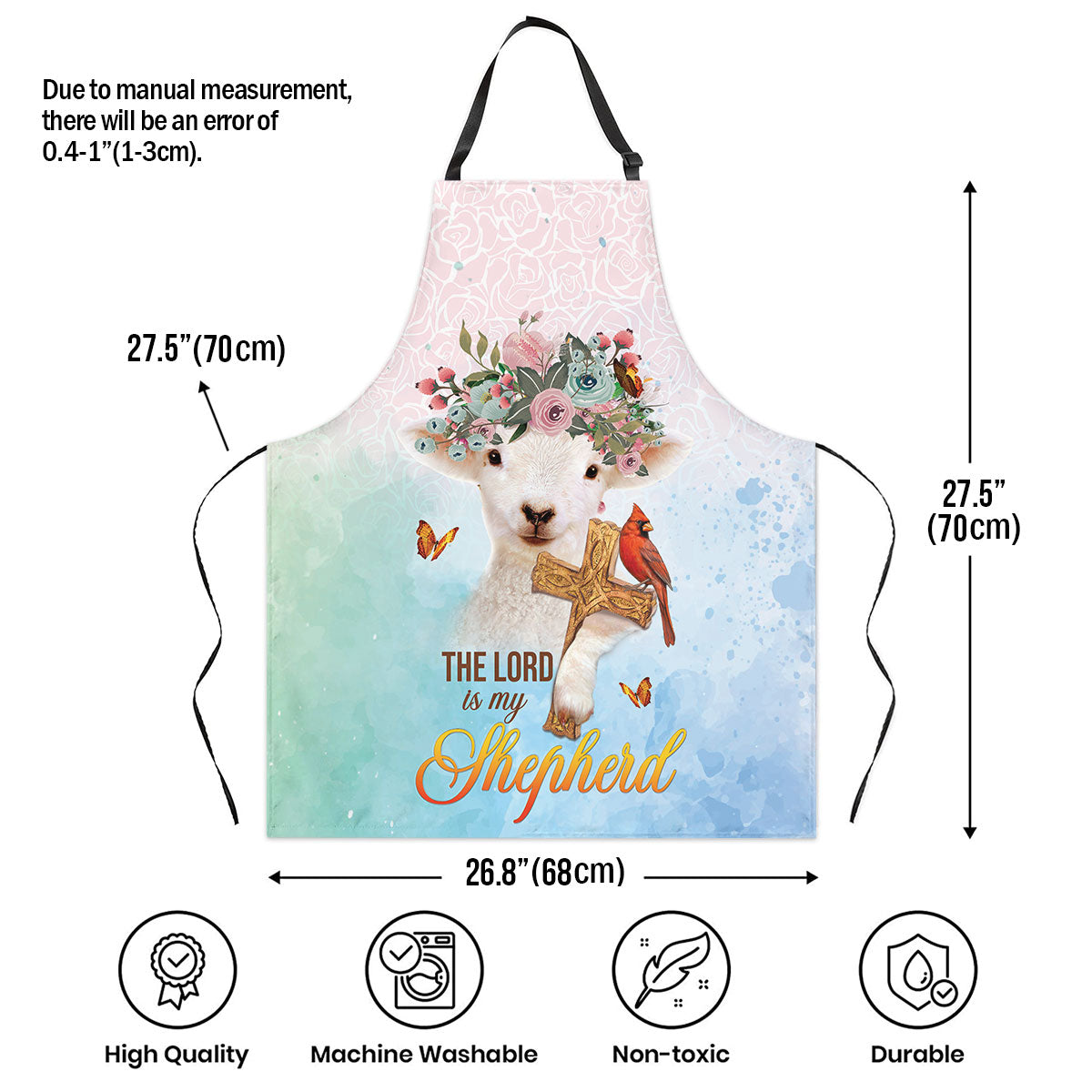 Jesuspirit | Lamb And Cross | Psalm 23:1 | Lovely Apron With Neck Strap | The Lord Is My Shepherd AHM02