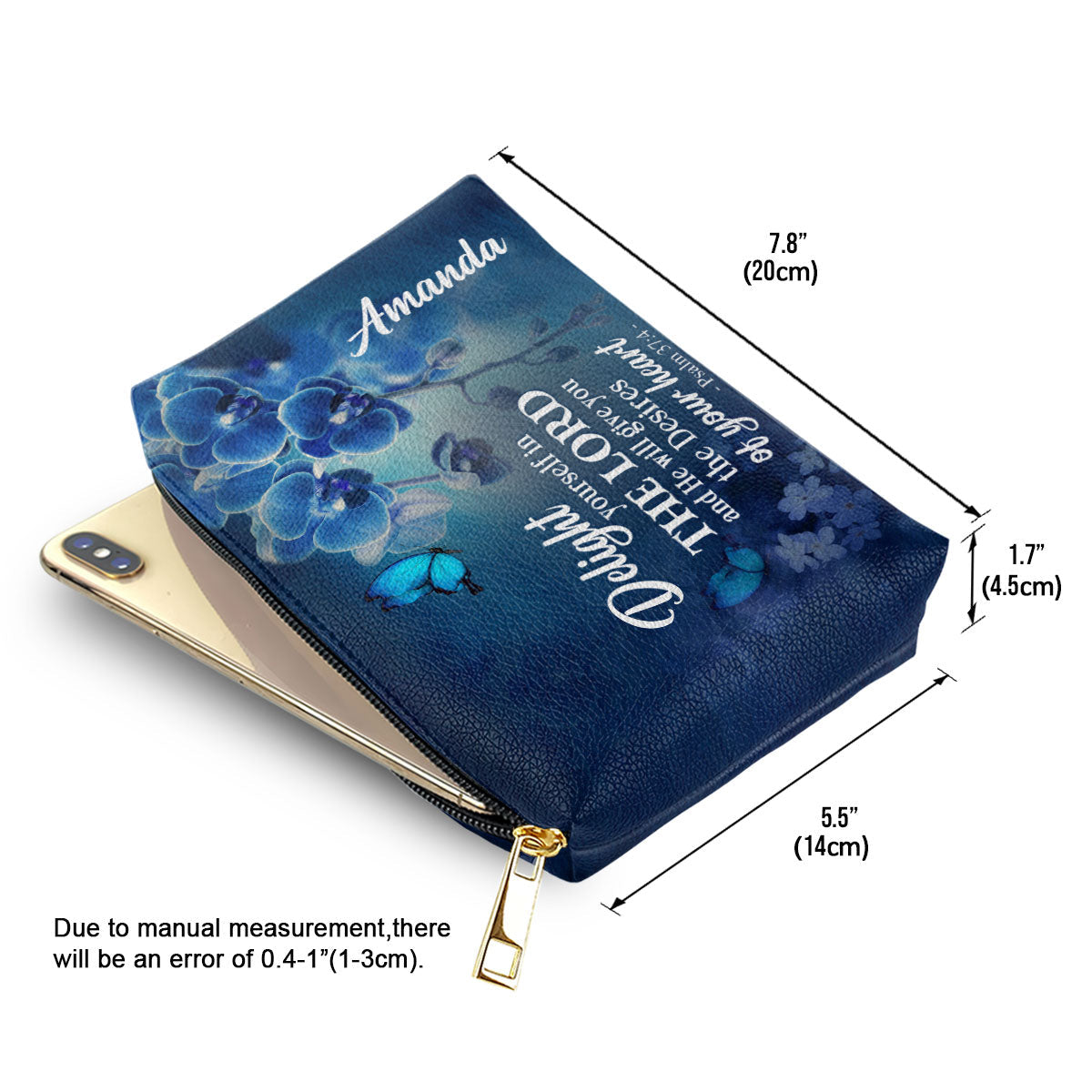 Jesuspirit | Delight Yourself In The Lord | Psalm 37:4 | Religious Gift For Christian Family | Personalized Leather Pouch With Zipper H47